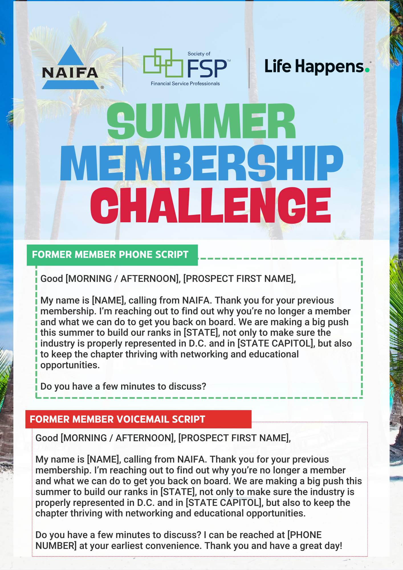 Summer Membership Challenge 2024 Phone Script Win-Backs